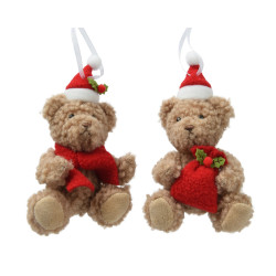 Ours en peluche à suspendre brun 14 cm DECORIS