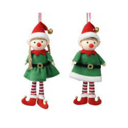Elfe de Noël à suspendre vert 18 cm DECORIS