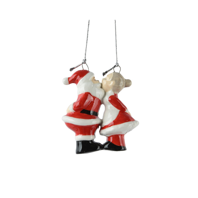 Père Noël et Mère Noël à suspendre 7 cm DECORIS