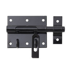Verrou de box avec porte-cadenas en acier noir 80 x 116 mm ALBERTS