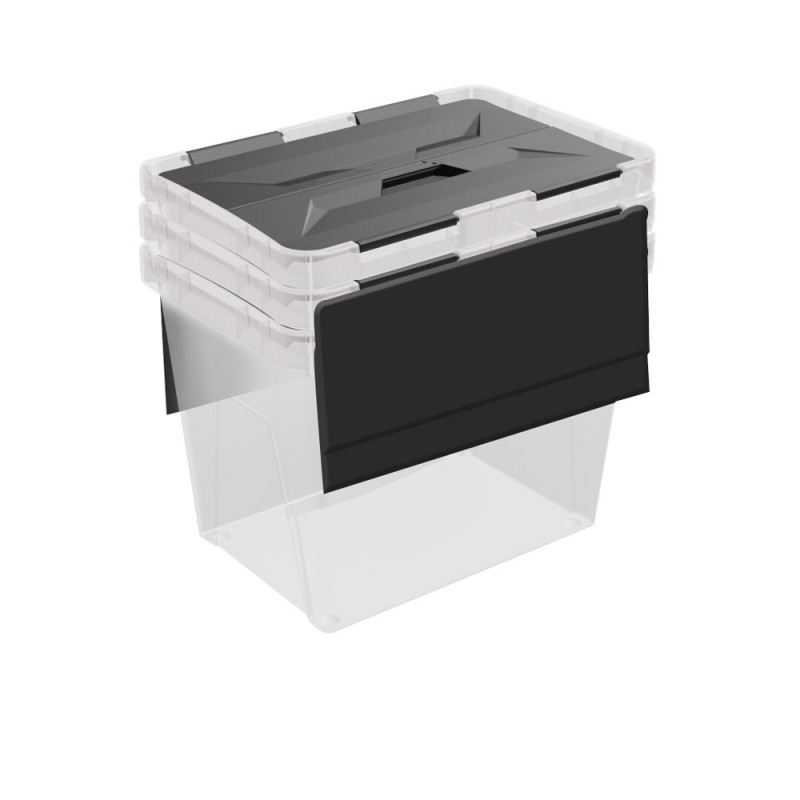 Box de rangement Onyx transparent et anthracite 15 L 3 pièces SUNWARE
