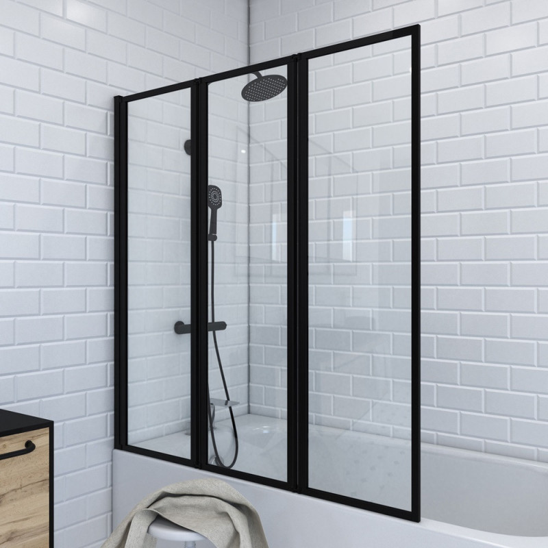 Paroi de bain volets noir mat 130x120 – Élégance et Praticité | AURLANE