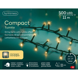Guirlande compact intérieure et extérieure 8 fonctions 500 LED blanc doré 11 m