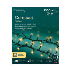 Guirlande compact intérieure et extérieure 8 fonctions 1500 LED blanc doré 34 m