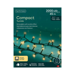 Guirlande compact intérieure et extérieure 8 fonctions 2000 LED blanc doré 45 m