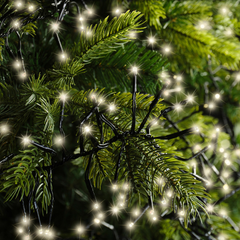 Guirlande grappe intérieure et extérieure 8 fonctions 1512 LED blanc chaud 14 m