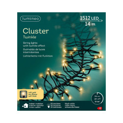 Guirlande grappe intérieure et extérieure 8 fonctions 1512 LED blanc doré 14 m
