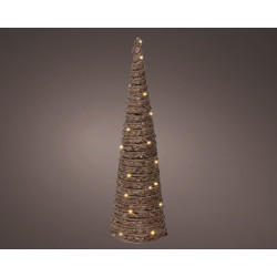Cône en jute marron micro LED blanc chaud Ø 16 x 60 cm LUMINEO