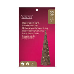 Cône en jute marron micro LED blanc chaud Ø 16 x 60 cm LUMINEO
