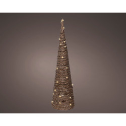 Cône en jute marron micro LED blanc chaud Ø 20 x 80 cm LUMINEO