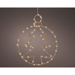 Boule sapin doré à suspendre micro LED blanc chaud 38 x 49 cm LUMINEO