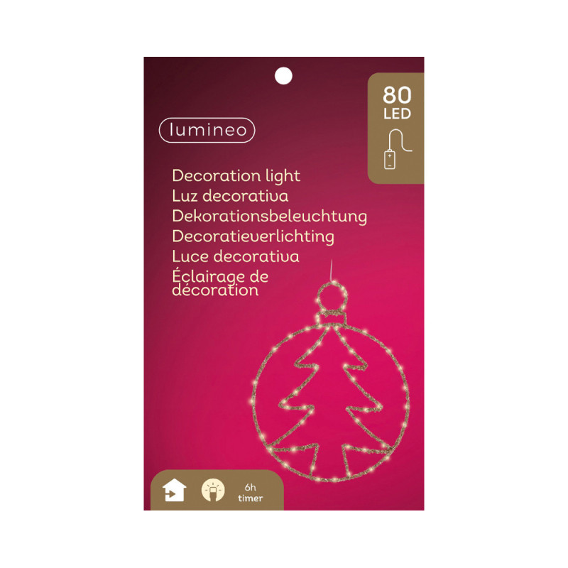 Boule sapin doré à suspendre micro LED blanc chaud 38 x 49 cm LUMINEO