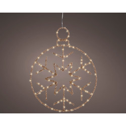 Boule flocon de neige doré à suspendre micro LED blanc chaud 38 x 49 cm LUMINEO