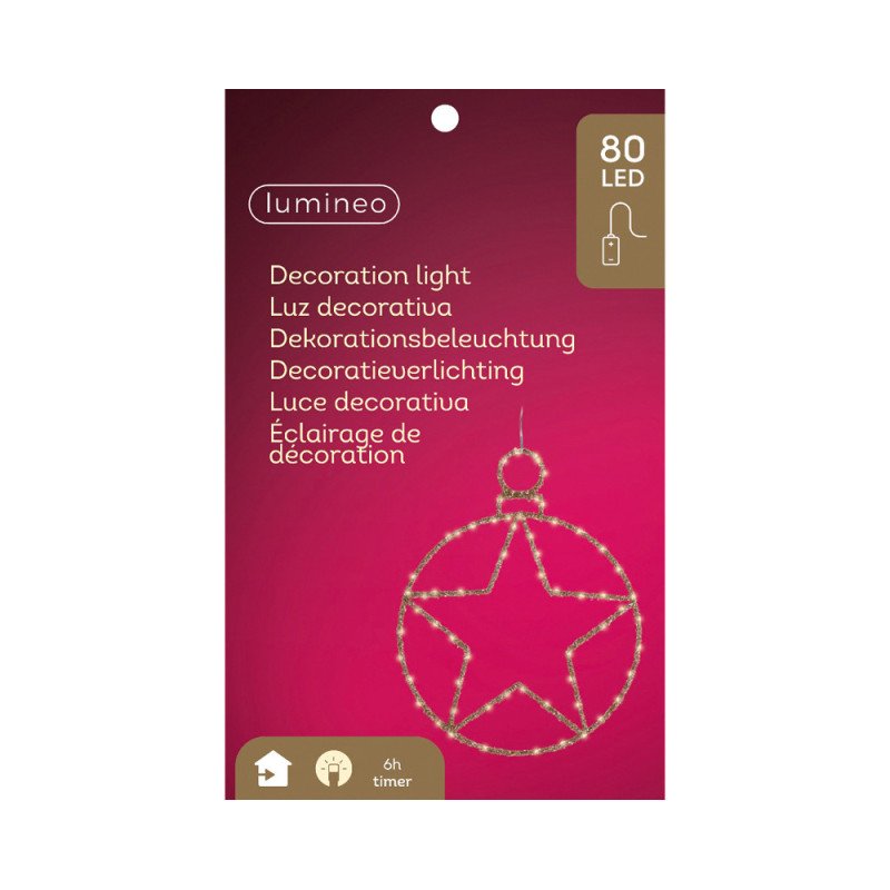 Boule étoile dorée à suspendre micro LED blanc chaud 38 x 49 cm LUMINEO