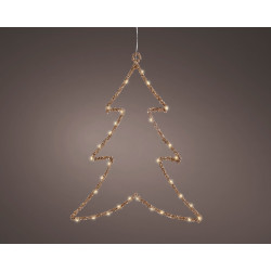 Sapin doré à suspendre micro LED blanc chaud 34 x 46 cm LUMINEO