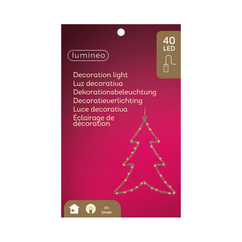 Sapin doré à suspendre micro LED blanc chaud 34 x 46 cm LUMINEO