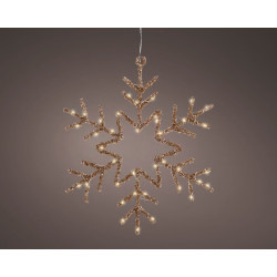 Flocon de neige doré à suspendre micro LED blanc chaud Ø 38 cm LUMINEO