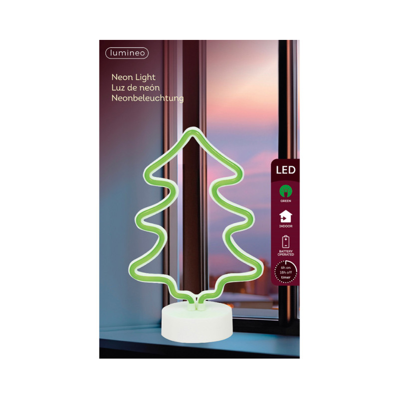 Lampe de table sapin néon LED 19 x 10 x 26 cm LUMINEO