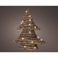 Sapin en jute marron micro LED blanc chaud 34 x 10 x 40 cm LUMINEO