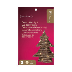 Sapin en jute marron micro LED blanc chaud 34 x 10 x 40 cm LUMINEO