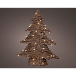 Sapin en jute marron micro LED blanc chaud 48 x 11 x 60 cm LUMINEO
