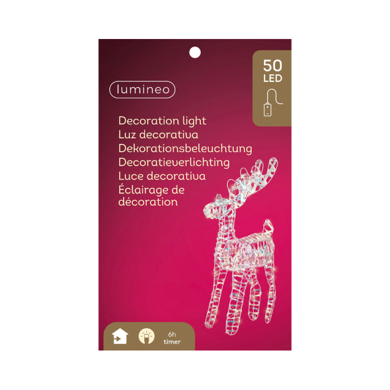 Renne en matière synthétique micro LED blanc chaud 30 x 12 x 55 cm LUMINEO