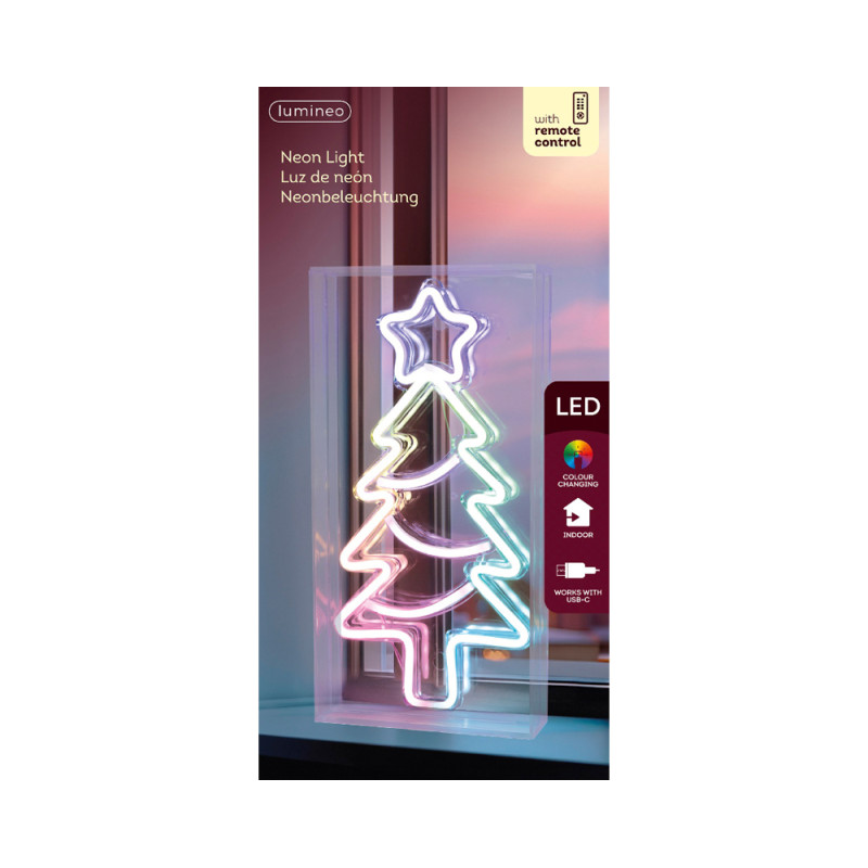 Sapin de Noël néon LED multicouleur 15 x 4