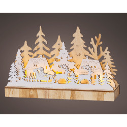 Scène de Noël en bois LED blanc chaud 30 x 8 x 18