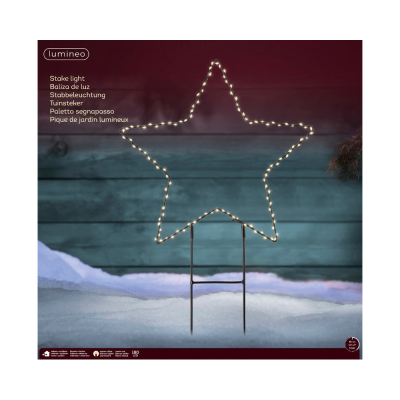 Etoile à piquer en PVC noir LED blanc chaud Ø 58 cm LUMINEO