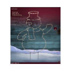 Bonhomme de neige à piquer en PVC noir LED blanc chaud 70 x 77 cm LUMINEO