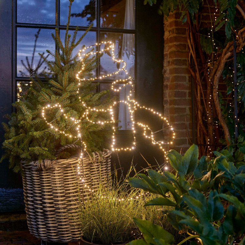 Bonhomme de neige à piquer en PVC noir LED blanc chaud 70 x 77 cm LUMINEO