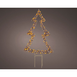 Sapin à piquer en osier marron LED blanc classique 41 x 62 cm LUMINEO