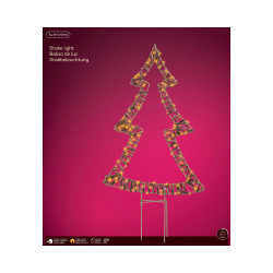 Sapin à piquer en osier marron LED blanc classique 41 x 62 cm LUMINEO