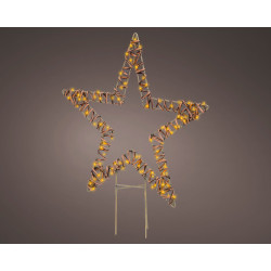 Etoile à piquer en osier marron LED blanc classique 48 x 54 cm LUMINEO
