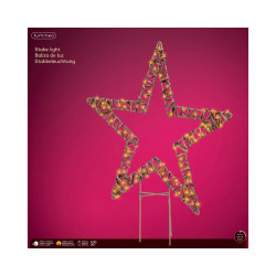 Etoile à piquer en osier marron LED blanc classique 48 x 54 cm LUMINEO