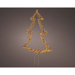 Sapin à piquer en osier marron LED blanc classique 66 x 97 cm LUMINEO
