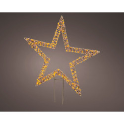 Etoile à piquer en osier marron LED blanc classique 78 x 92 cm LUMINEO