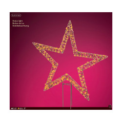 Etoile à piquer en osier marron LED blanc classique 78 x 92 cm LUMINEO