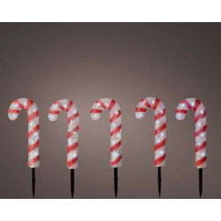 Set de sucre d'orge à piquer en acrylique LED blanc froid 5 pièces LUMINEO