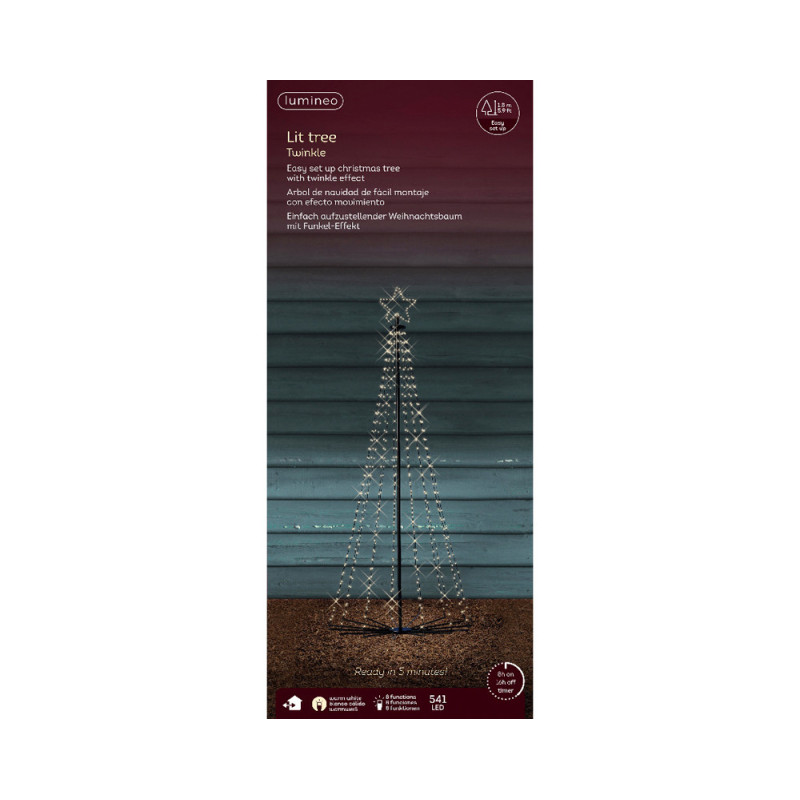 Sapin de Noël en fer noir LED blanc chaud Ø 80 x 180 cm LUMINEO