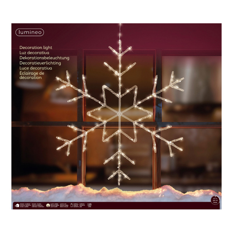 Flocon de neige en plastique transparent micro LED blanc chaud Ø 60 cm LUMINEO