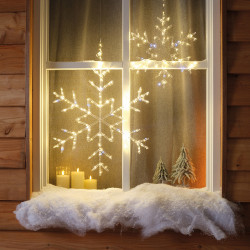 Flocon de neige en plastique transparent micro LED blanc chaud Ø 60 cm LUMINEO
