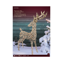 Renne en matière synthétique doré micro LED blanc chaud 65 x 18 x 130 cm LUMINEO