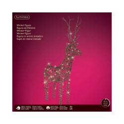 Renne en osier marron LED blanc chaud 60 x 24 x 104 cm LUMINEO