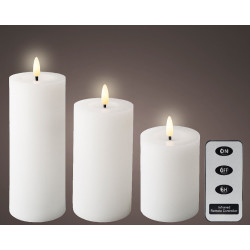 Bougie LED blanc chaud blanche 3 pièces LUMINEO