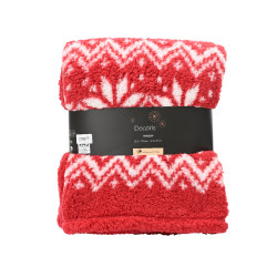 Plaid de Noël rouge et blanc 130 x 170 cm DECORIS