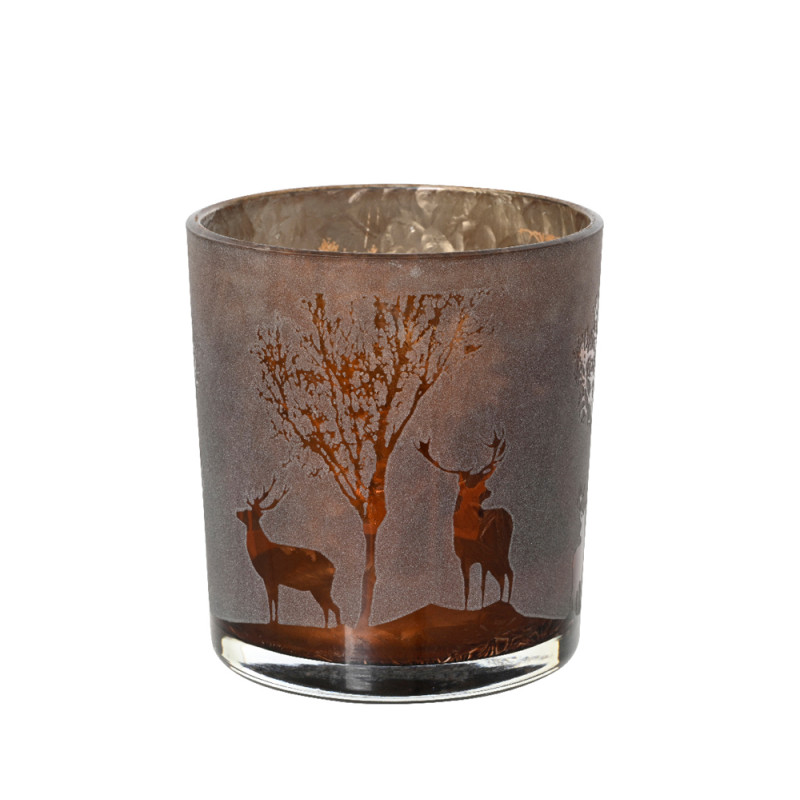 Photophore en verre cerf brun clair Ø 7