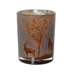 Photophore en verre cerf brun clair Ø 10 x 12