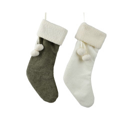 Chaussette de Noël velours côtelé à suspendre 45 cm DECORIS