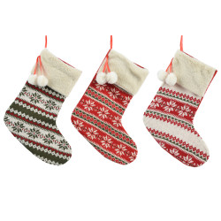 Chaussette de Noël tricot jacquard à suspendre 37 cm DECORIS